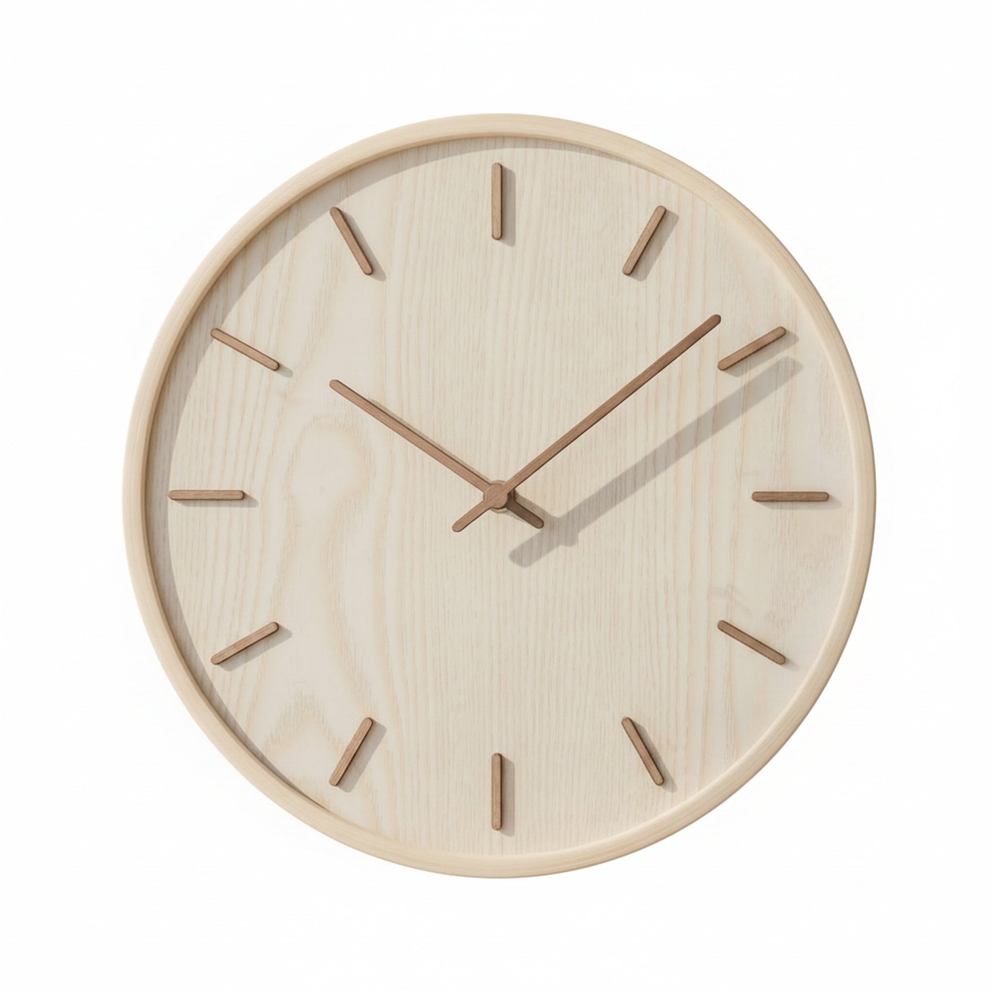 Ronde Wandklok Scandinavisch Minimalistisch met Houten Wijzerplaat en Stil Uurwerk