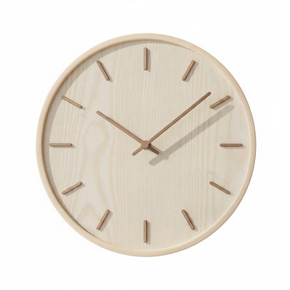 Ronde Wandklok Scandinavisch Minimalistisch met Houten Wijzerplaat en Stil Uurwerk