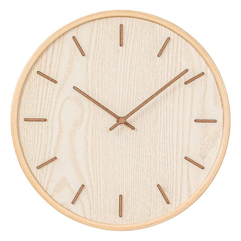 Ronde Wandklok Scandinavisch Minimalistisch met Houten Wijzerplaat en Stil Uurwerk