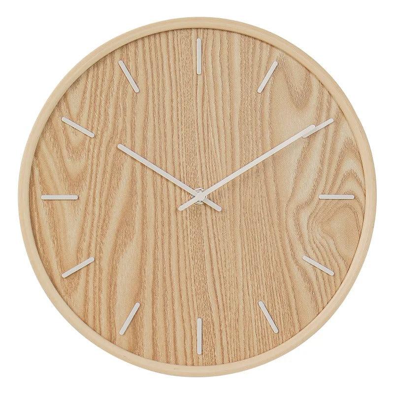 Ronde Wandklok Scandinavisch Minimalistisch met Houten Wijzerplaat en Stil Uurwerk
