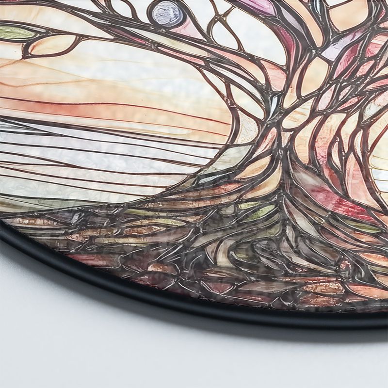 Ronde Zonnevanger Levensboom met Glas-in-lood Look en Metalen Ketting
