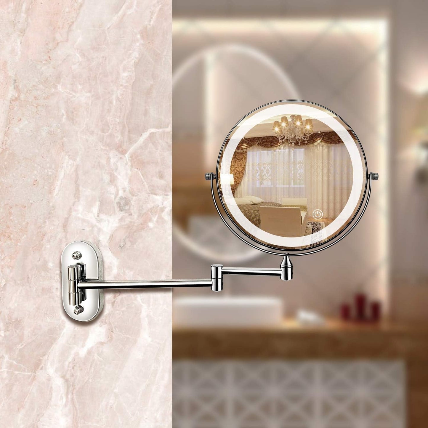 Scheerspiegel Badkamer met LED Verlichting en Uitschuifbare Arm aan de Muur