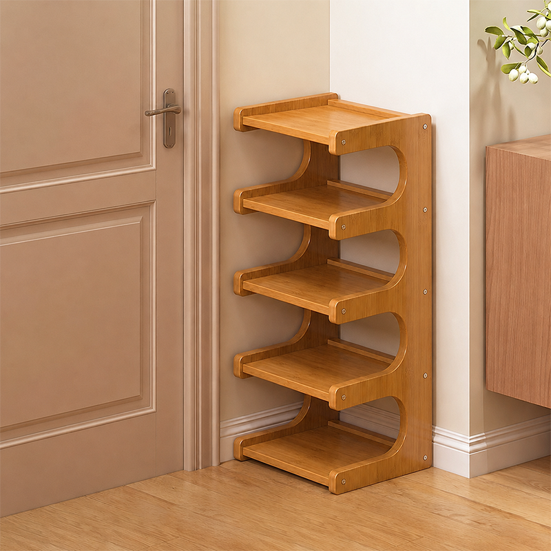 Schoenenrek Scandinavisch met Open Planken voor Hal en Woonkamer