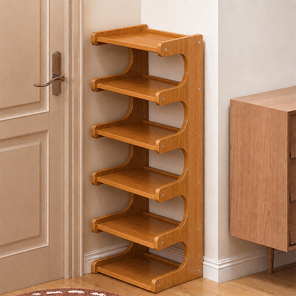 Schoenenrek Scandinavisch met Open Planken voor Hal en Woonkamer