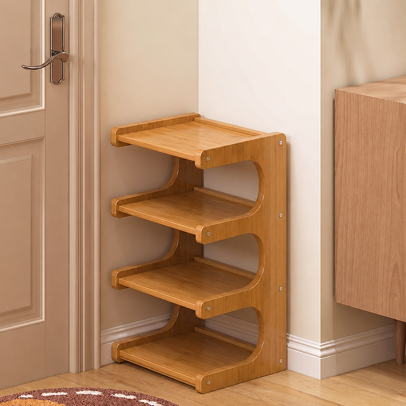 Schoenenrek Scandinavisch met Open Planken voor Hal en Woonkamer