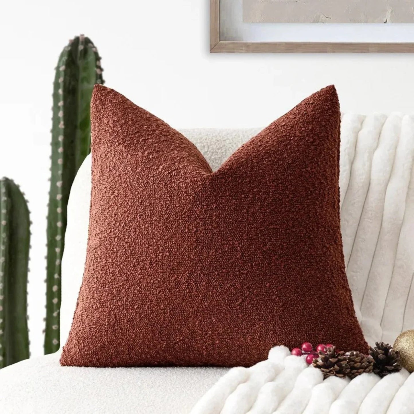 Sierkussenhoes Boucle met Gevlochten Textuur voor Bank en Fauteuil