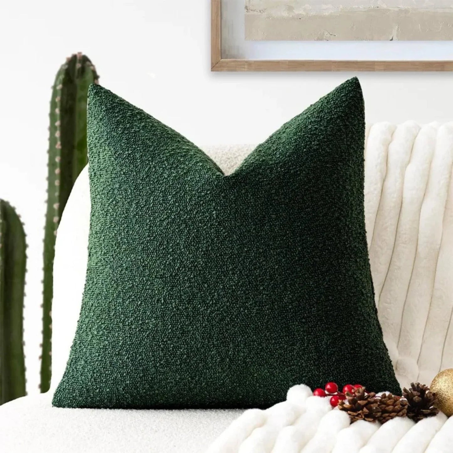 Sierkussenhoes Boucle met Gevlochten Textuur voor Bank en Fauteuil