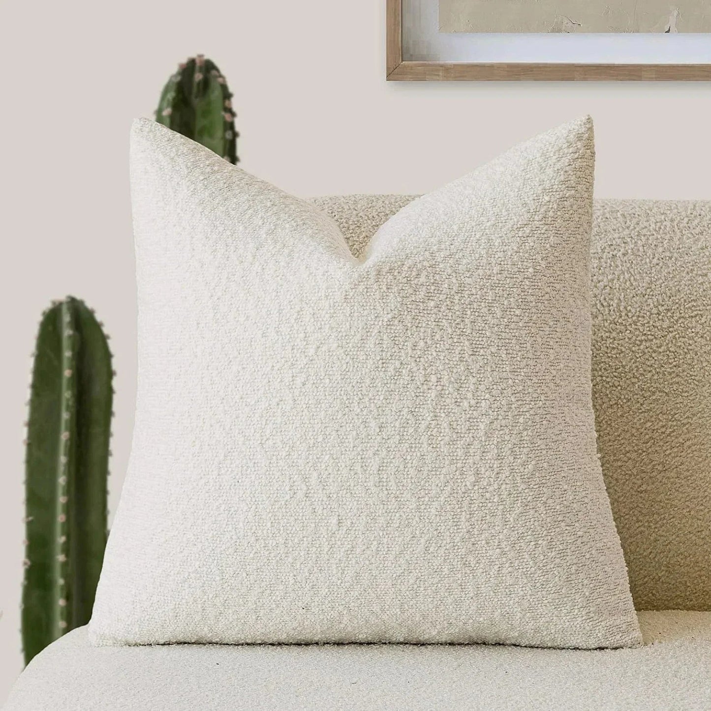 Sierkussenhoes Boucle met Gevlochten Textuur voor Bank en Fauteuil