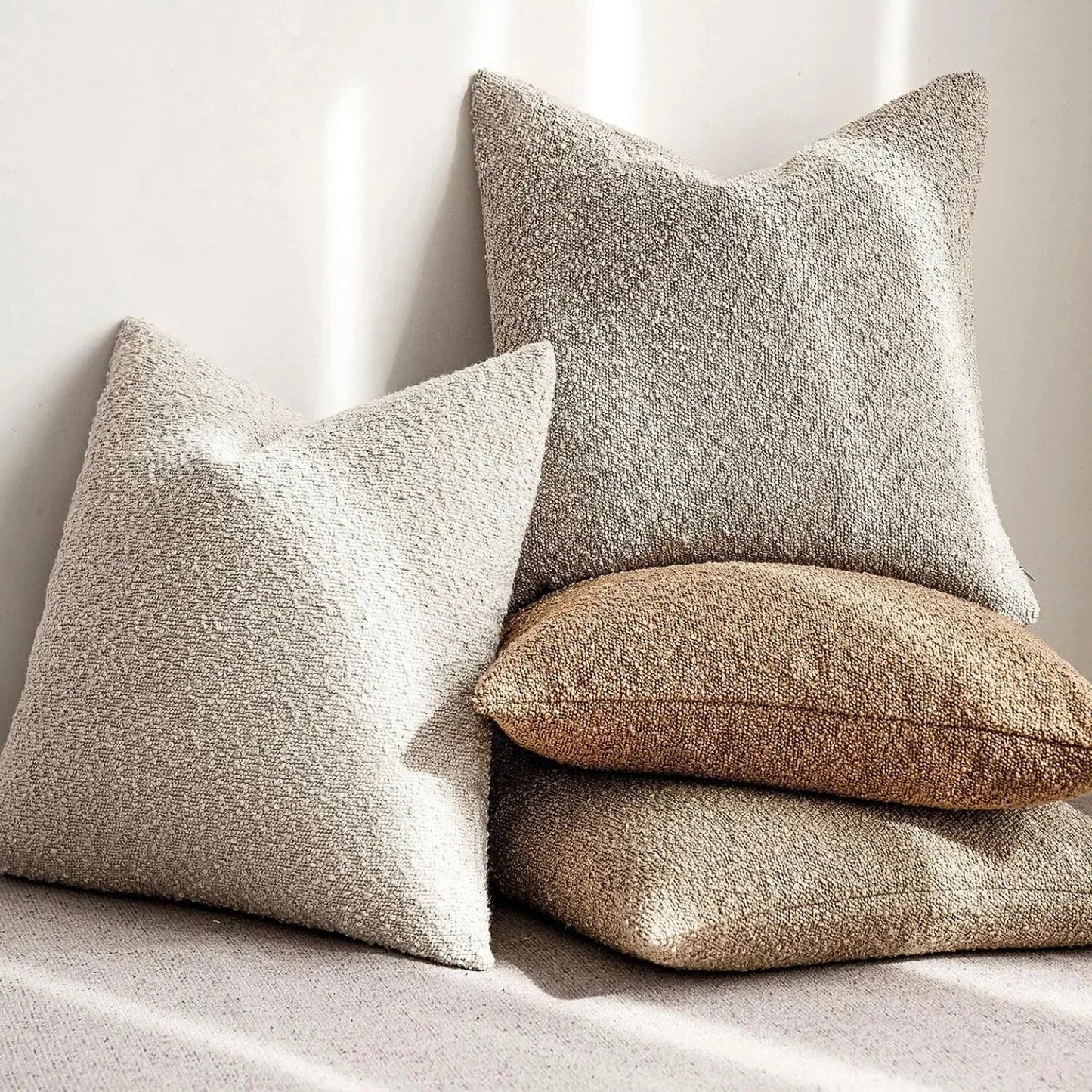 Sierkussenhoes Boucle met Gevlochten Textuur voor Bank en Fauteuil