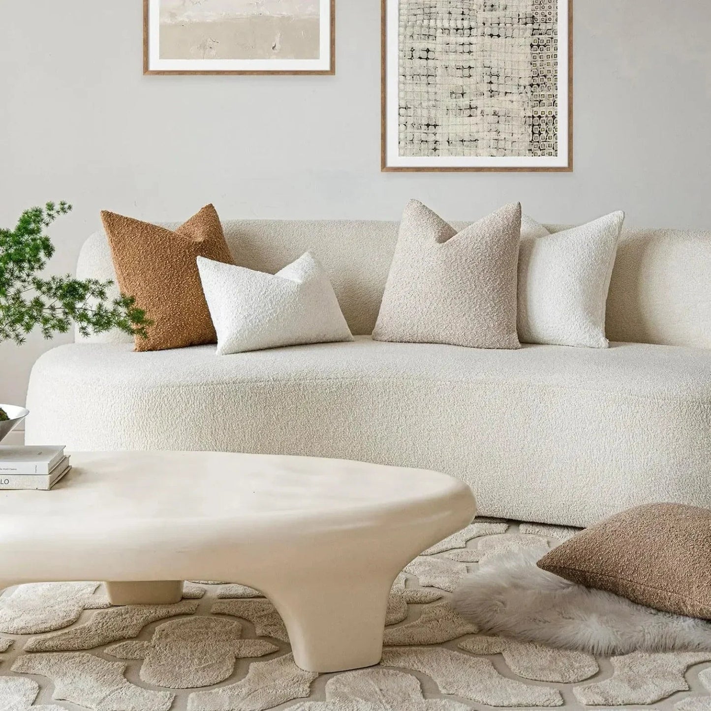 Sierkussenhoes Boucle met Gevlochten Textuur voor Bank en Fauteuil