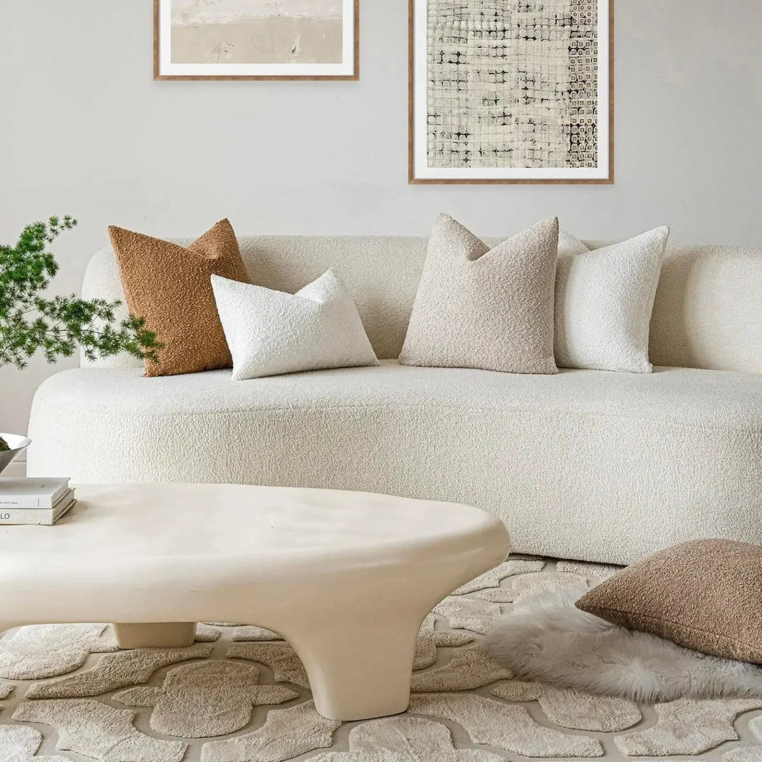 Sierkussenhoes Boucle met Gevlochten Textuur voor Bank en Fauteuil