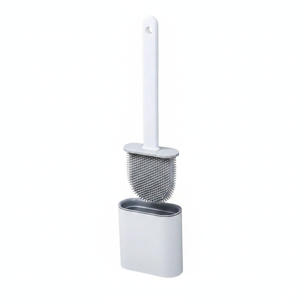 Siliconen Toiletborstel met Flexibele Borstelkop en Houder, Staand en Wandmontage