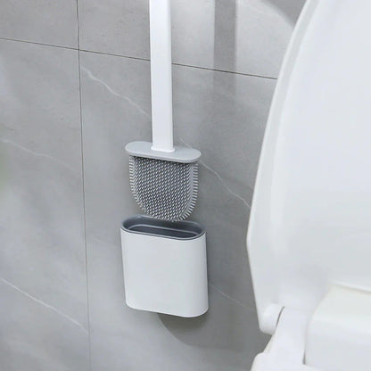 Siliconen Toiletborstel met Flexibele Borstelkop en Houder, Staand en Wandmontage
