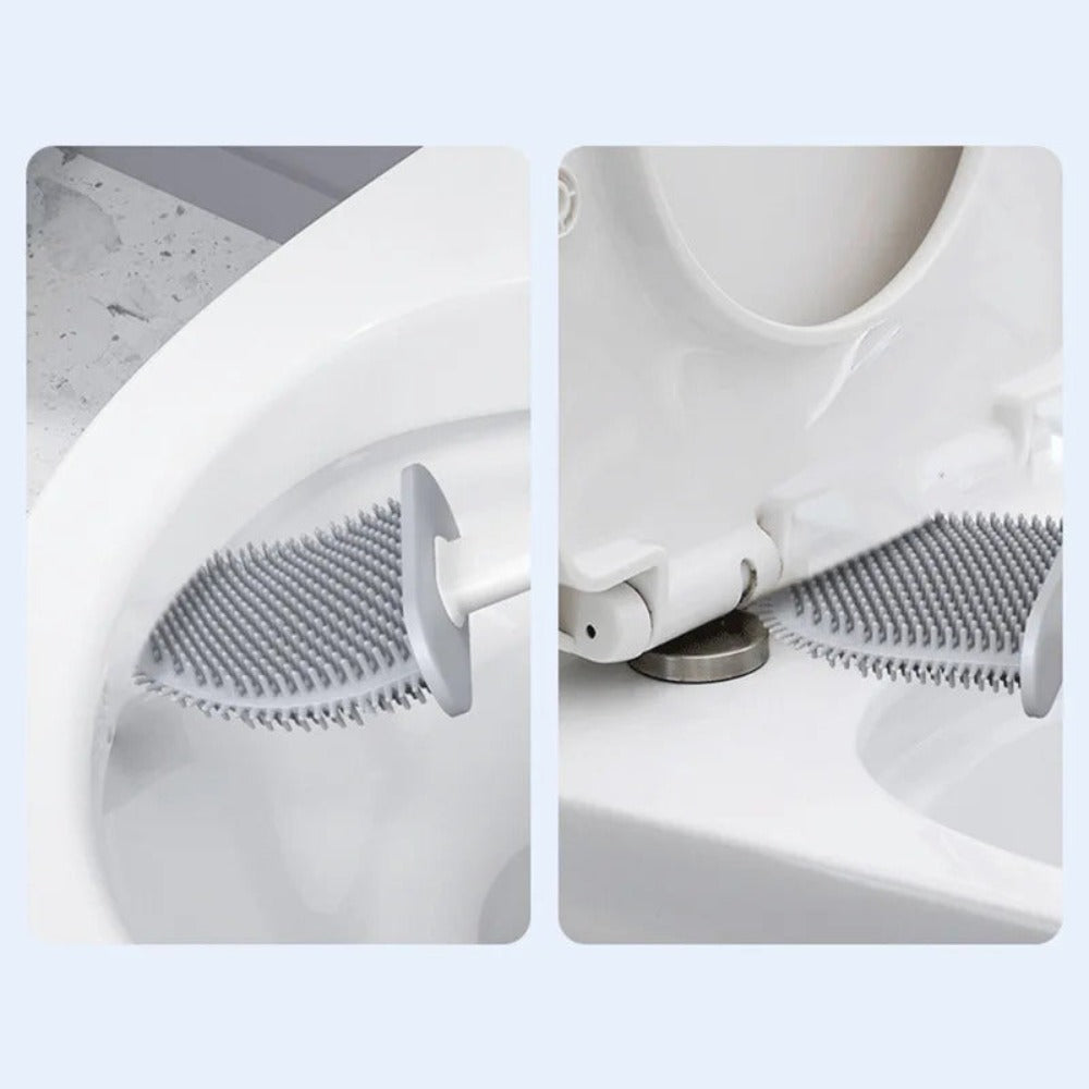 Siliconen Toiletborstel met Flexibele Borstelkop en Houder, Staand en Wandmontage