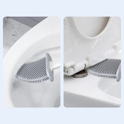 Siliconen Toiletborstel met Flexibele Borstelkop en Houder, Staand en Wandmontage