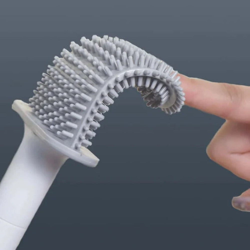 Siliconen Toiletborstel met Flexibele Borstelkop en Houder, Staand en Wandmontage