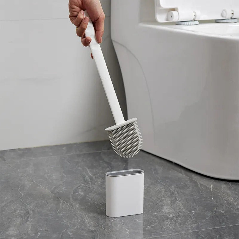 Siliconen Toiletborstel met Flexibele Borstelkop en Houder, Staand en Wandmontage