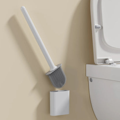 Siliconen Toiletborstel met Flexibele Borstelkop en Houder, Staand en Wandmontage