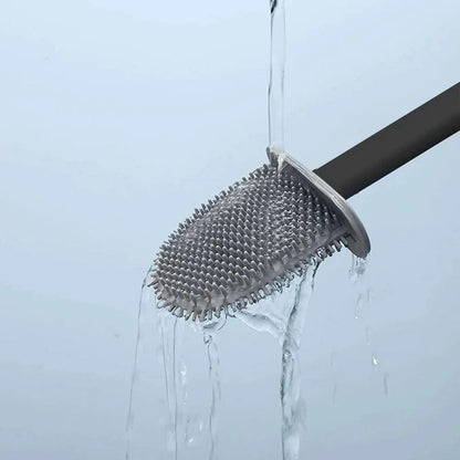 Siliconen Toiletborstel met Flexibele Borstelkop en Houder, Staand en Wandmontage