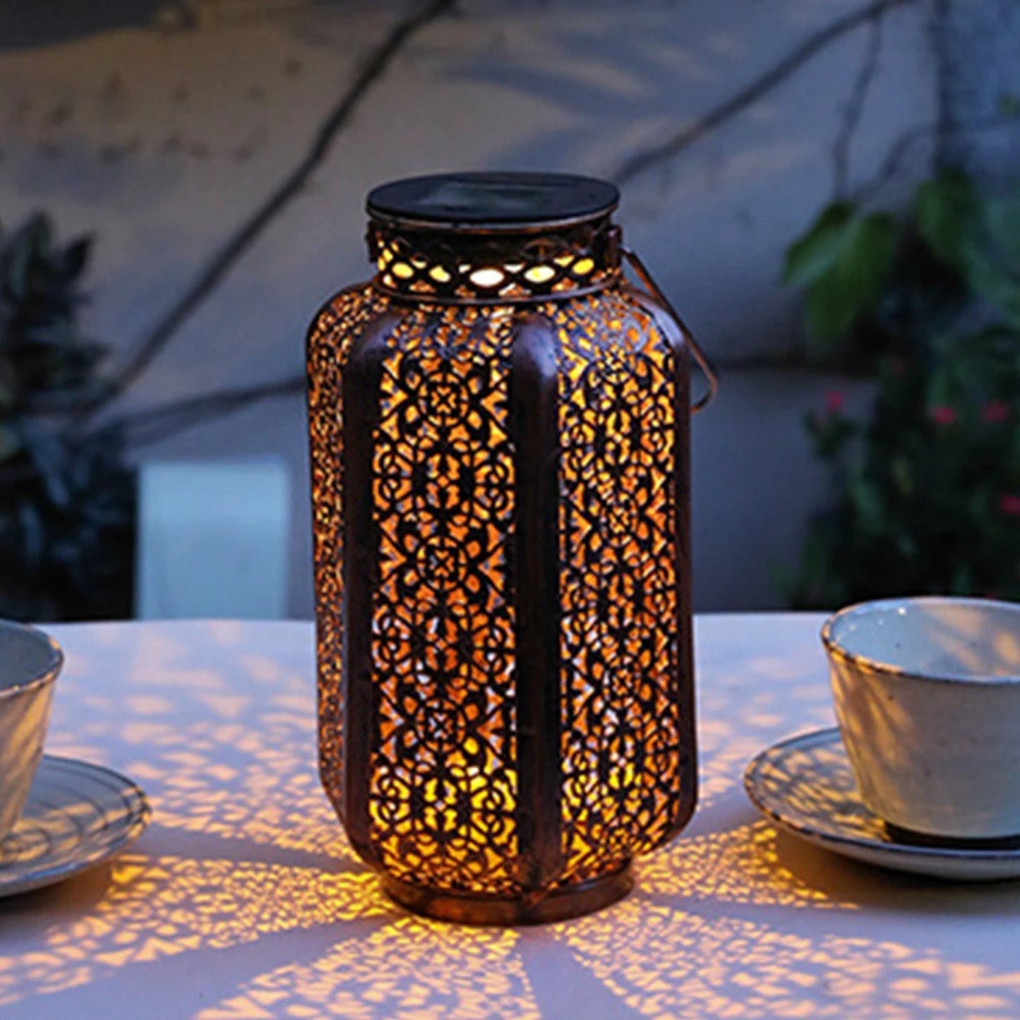 Solar Lantaarn Bohemian met Filigrain Patroon voor Buiten, Hangend en Staand