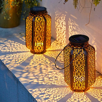 Solar Lantaarn Bohemian met Filigrain Patroon voor Buiten, Hangend en Staand