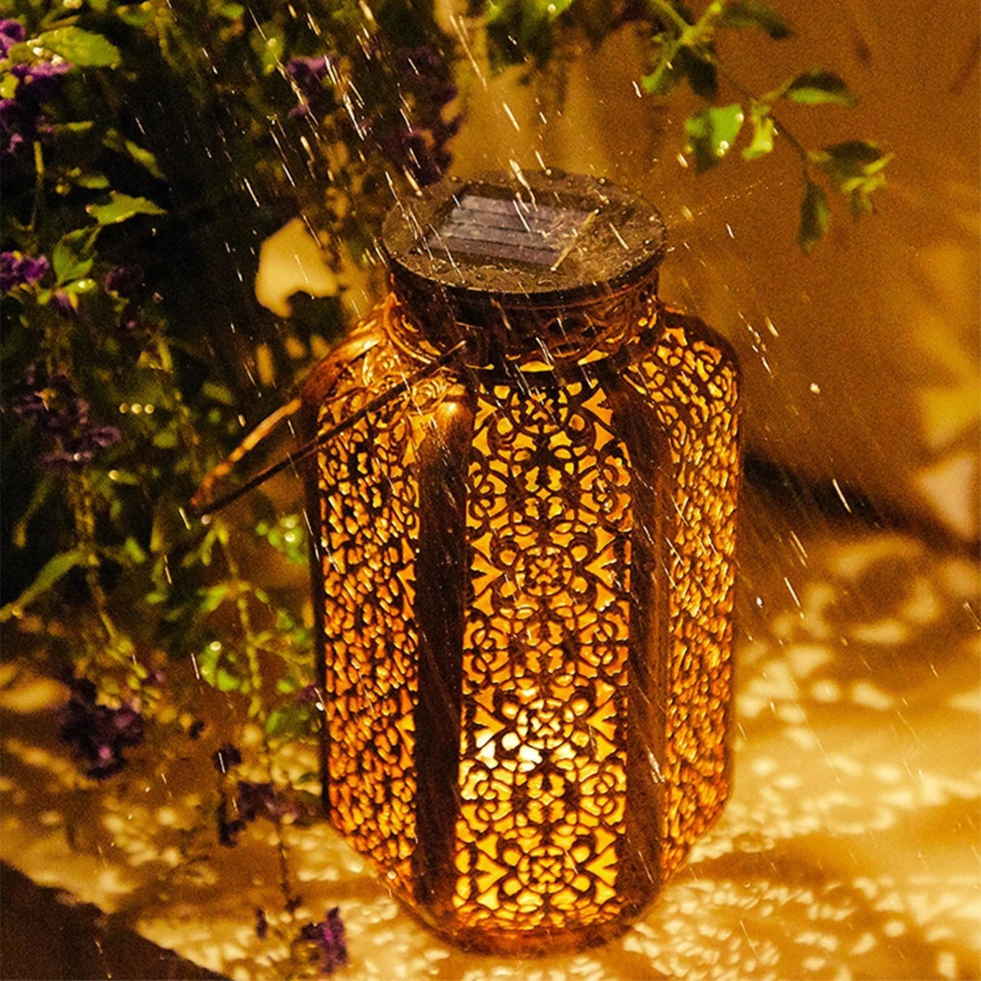 Solar Lantaarn Bohemian met Filigrain Patroon voor Buiten, Hangend en Staand