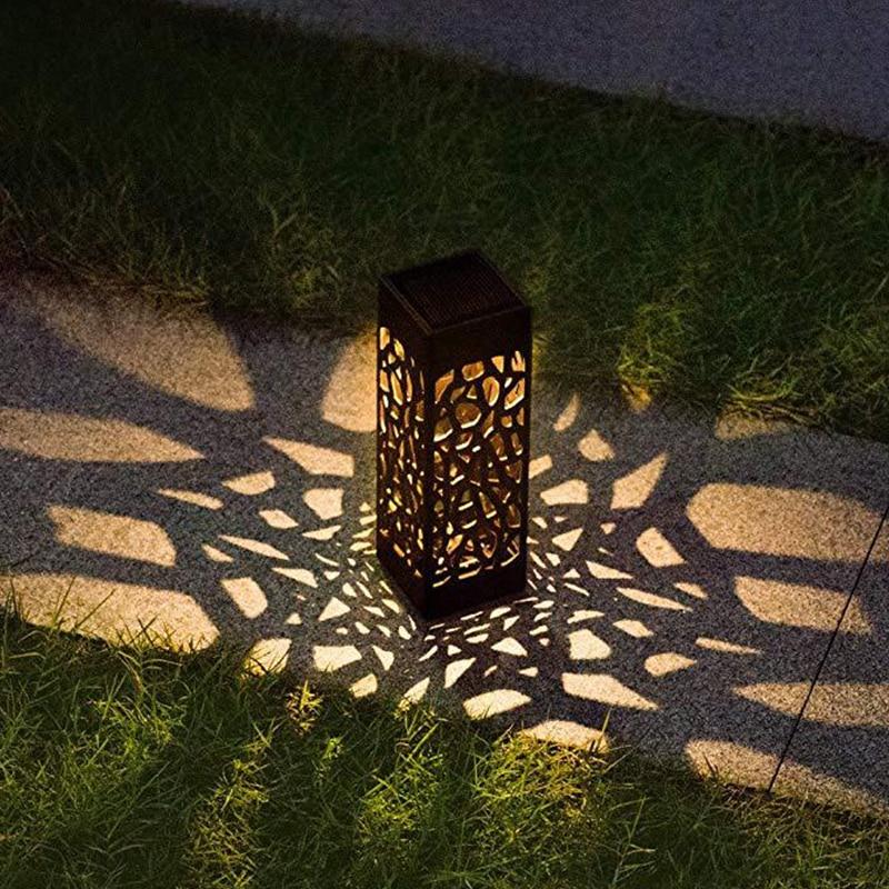 Solar Tuinlamp met Opengewerkt Patroon en Automatische Sensor Set van 2