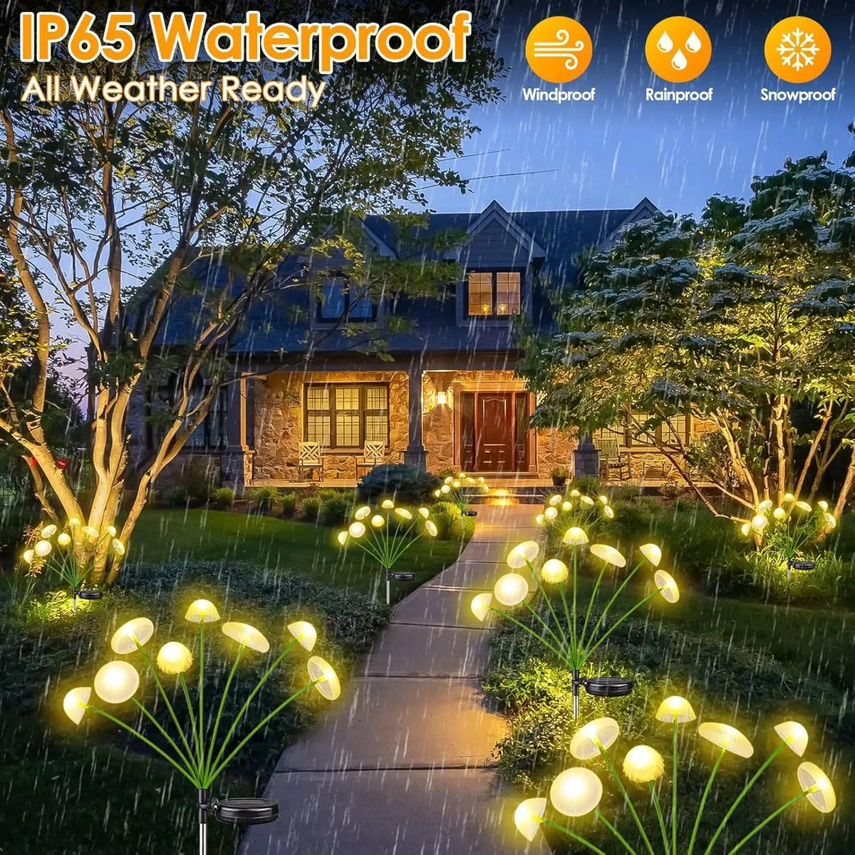 Solar Tuinlamp Paddenstoel met 6 Schommelende LED Koppen en Automatische Schemerschakeling