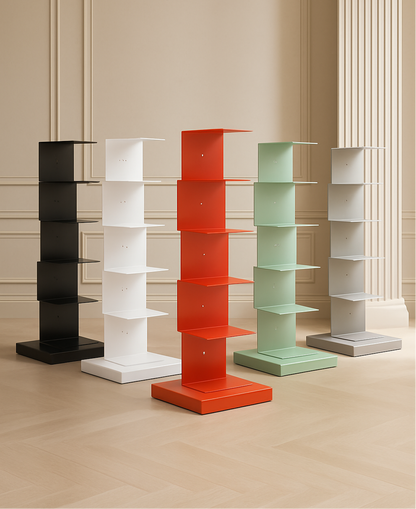 Staande Boekenkast Metaal met Zwevende Planken en Verticale Toren