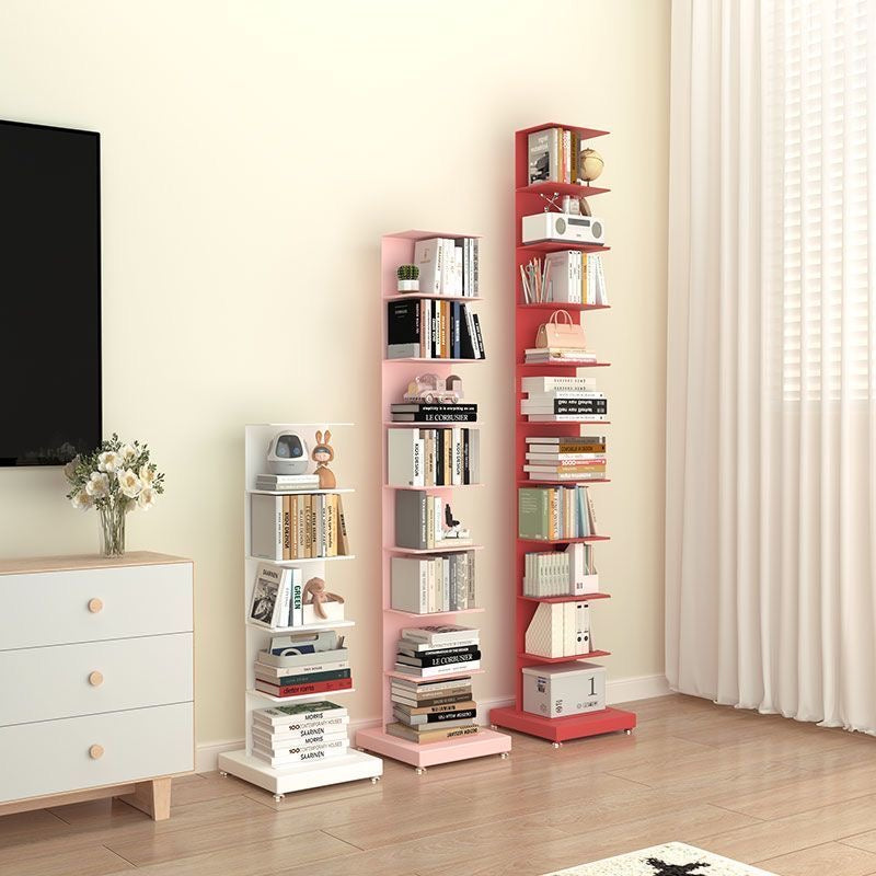 Staande Boekenkast Metaal met Zwevende Planken en Verticale Toren