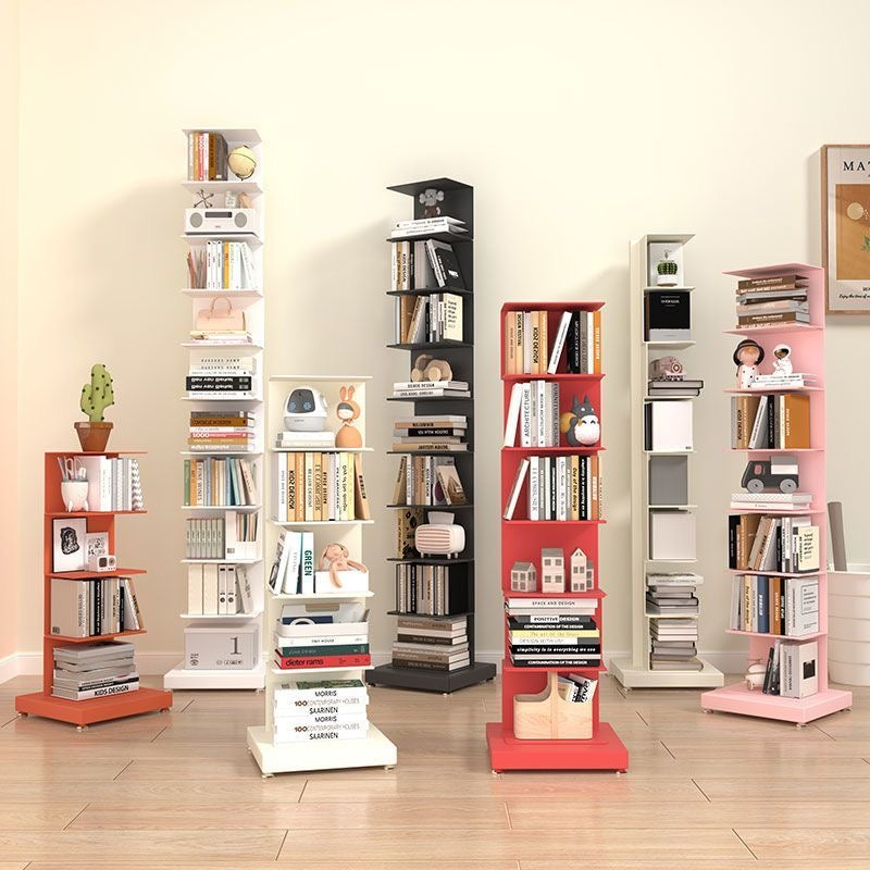 Staande Boekenkast Metaal met Zwevende Planken en Verticale Toren