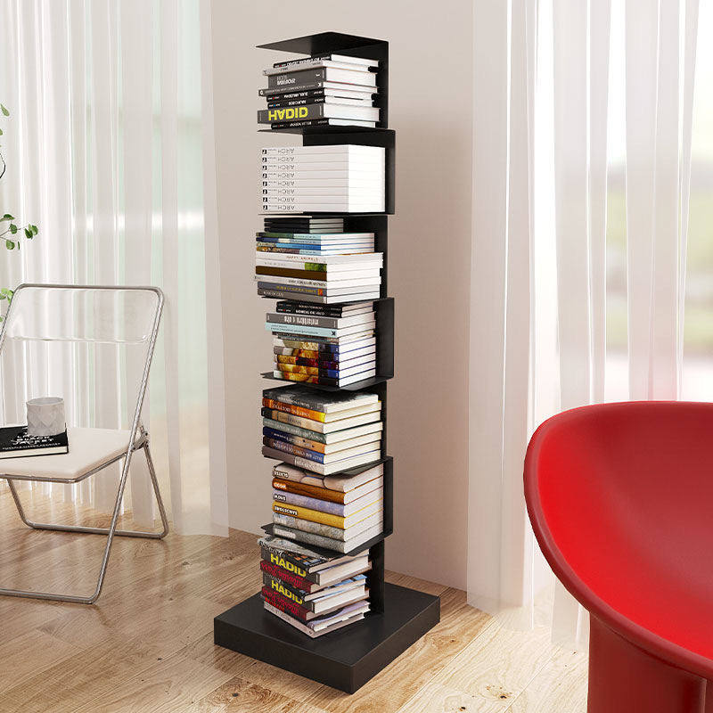 Staande Boekenkast Metaal met Zwevende Planken en Verticale Toren