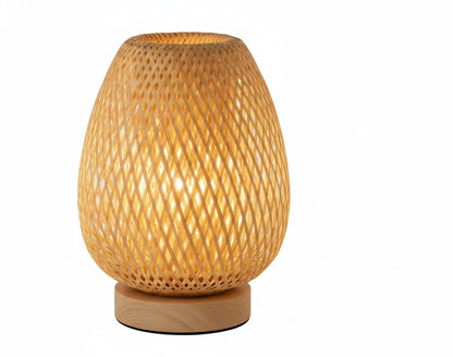 Tafellamp Bohemian met Gevlochten Bamboe Kap en Dimbare Touch Bediening