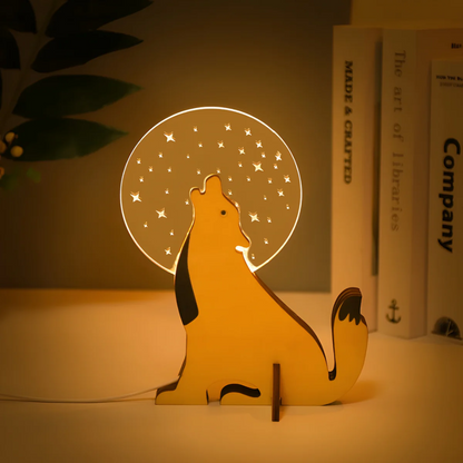 Tafellamp Dieren met Houten Frame en Warm LED Licht