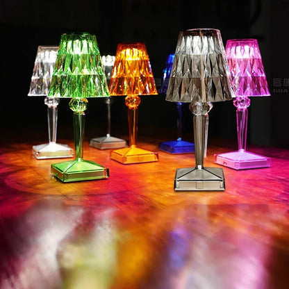 Tafellamp Kristal Design met LED Verlichting en Draadloos Opladen