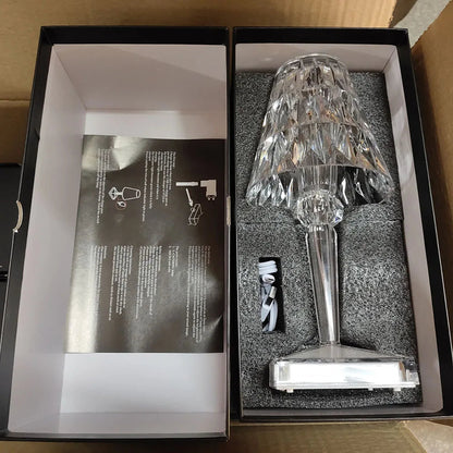 Tafellamp Kristal Design met LED Verlichting en Draadloos Opladen