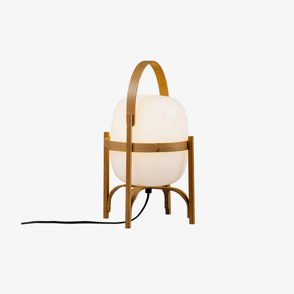 Tafellamp Lantaarn Scandinavisch met Glazen Bol en Houten Frame