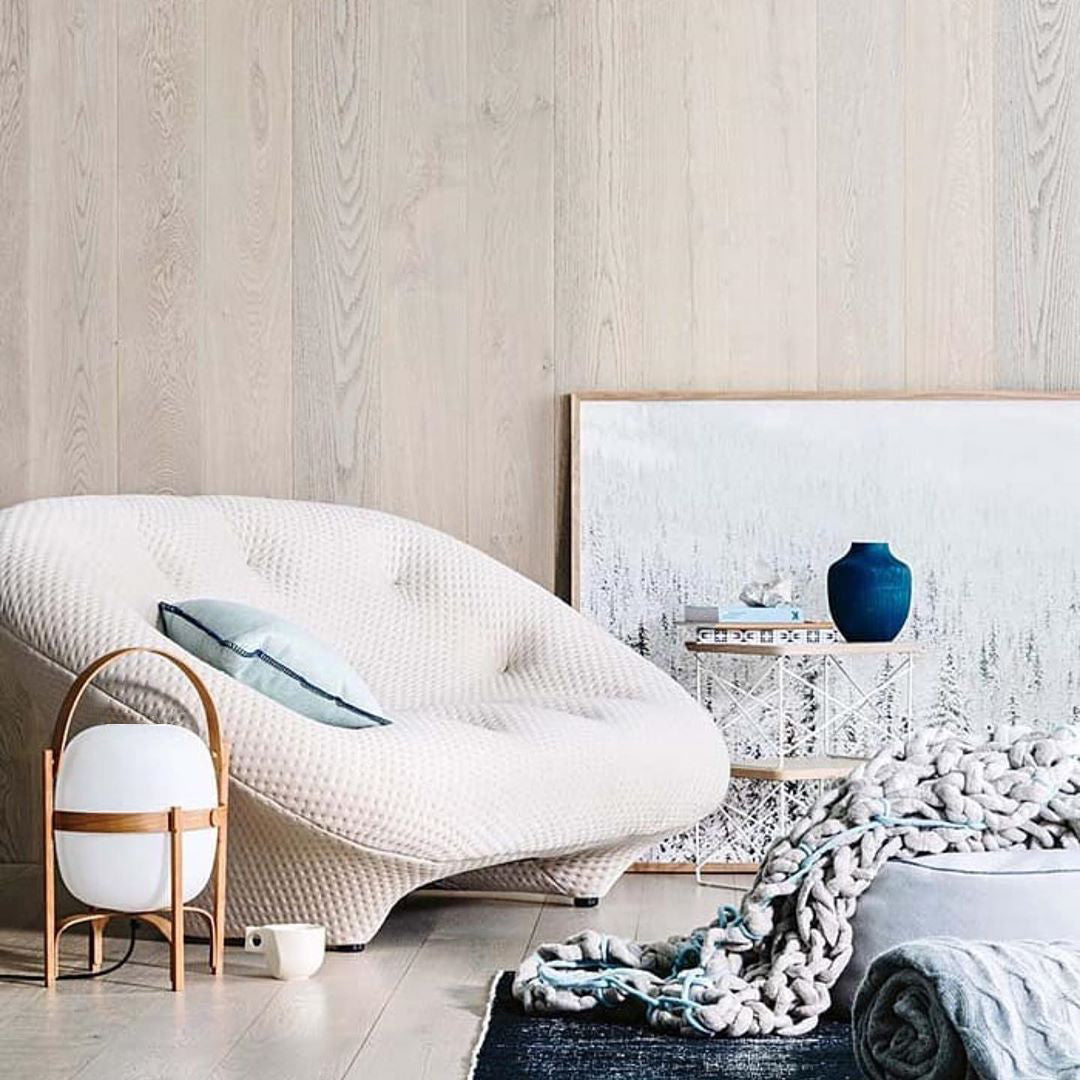 Tafellamp Lantaarn Scandinavisch met Glazen Bol en Houten Frame