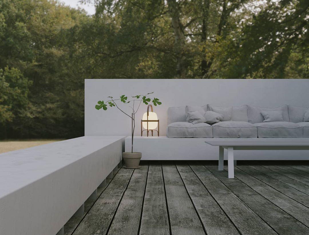 Tafellamp Lantaarn Scandinavisch met Glazen Bol en Houten Frame