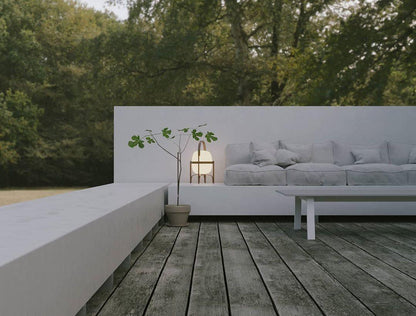 Tafellamp Lantaarn Scandinavisch met Glazen Bol en Houten Frame