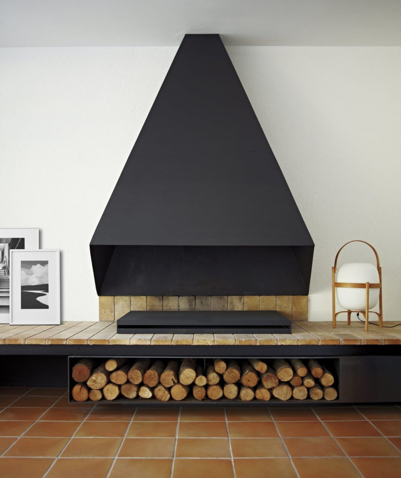 Tafellamp Lantaarn Scandinavisch met Glazen Bol en Houten Frame