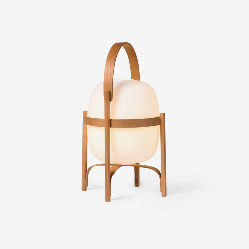 Tafellamp Lantaarn Scandinavisch met Glazen Bol en Houten Frame