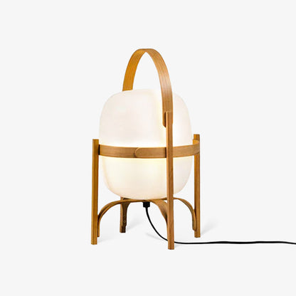 Tafellamp Lantaarn Scandinavisch met Glazen Bol en Houten Frame