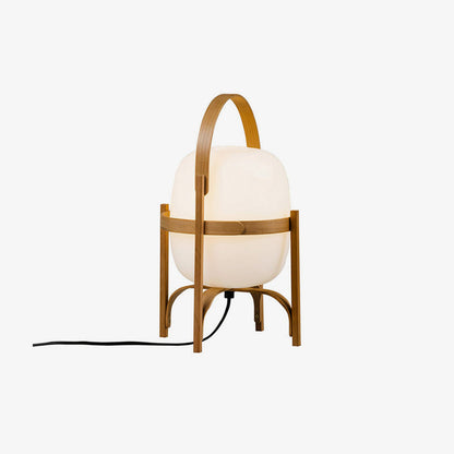 Tafellamp Lantaarn Scandinavisch met Glazen Bol en Houten Frame