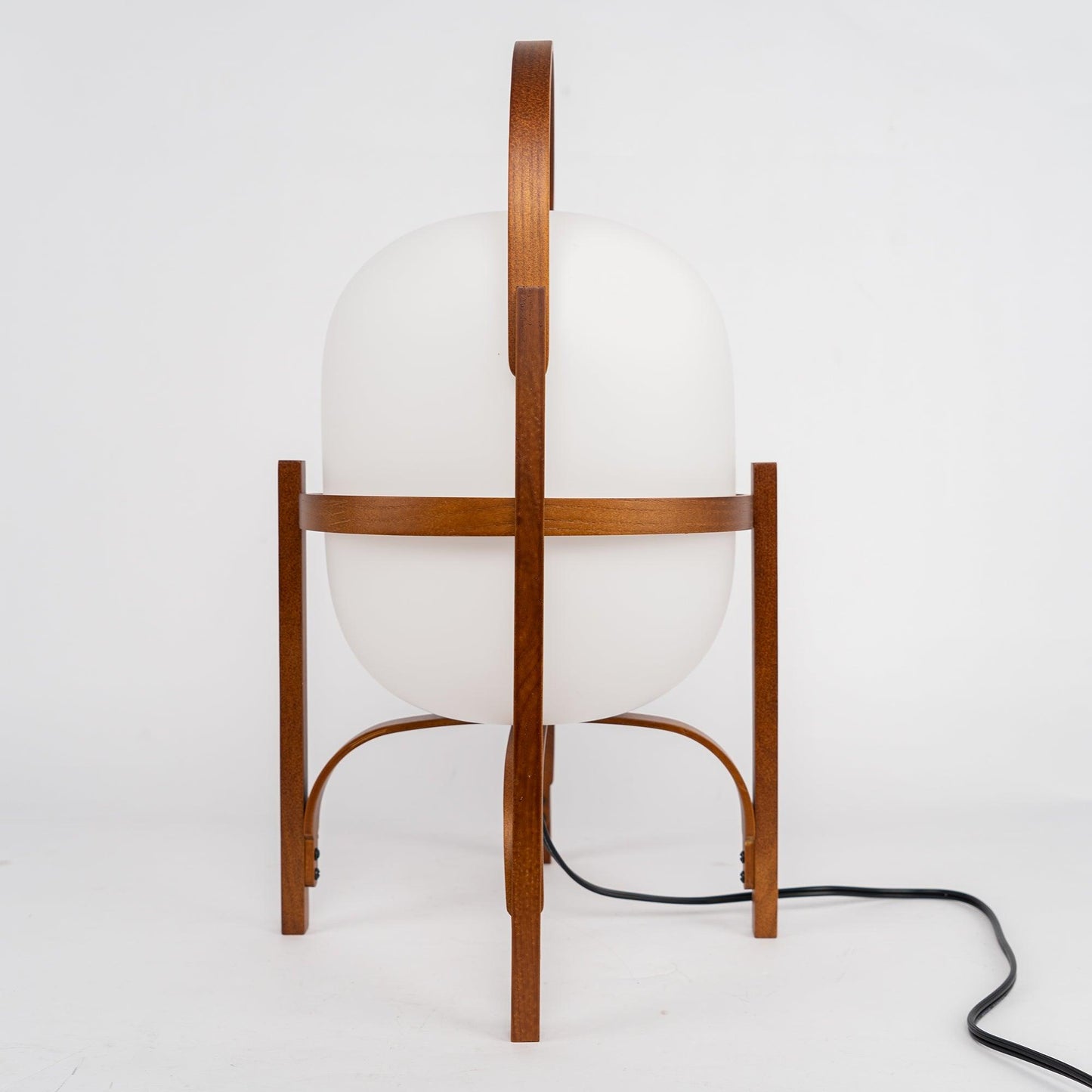 Tafellamp Lantaarn Scandinavisch met Glazen Bol en Houten Frame