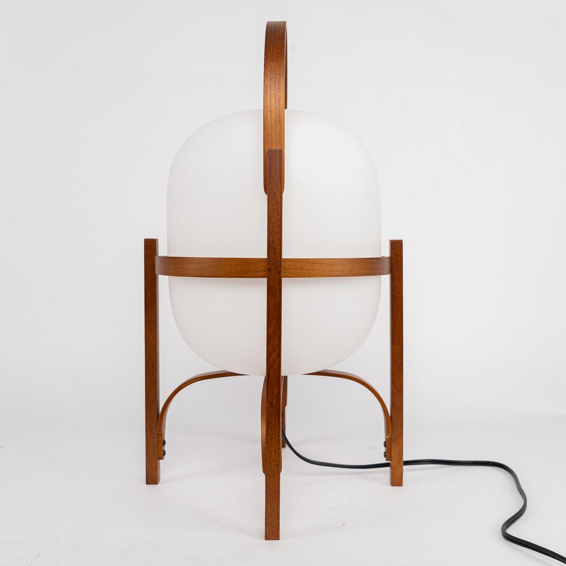 Tafellamp Lantaarn Scandinavisch met Glazen Bol en Houten Frame