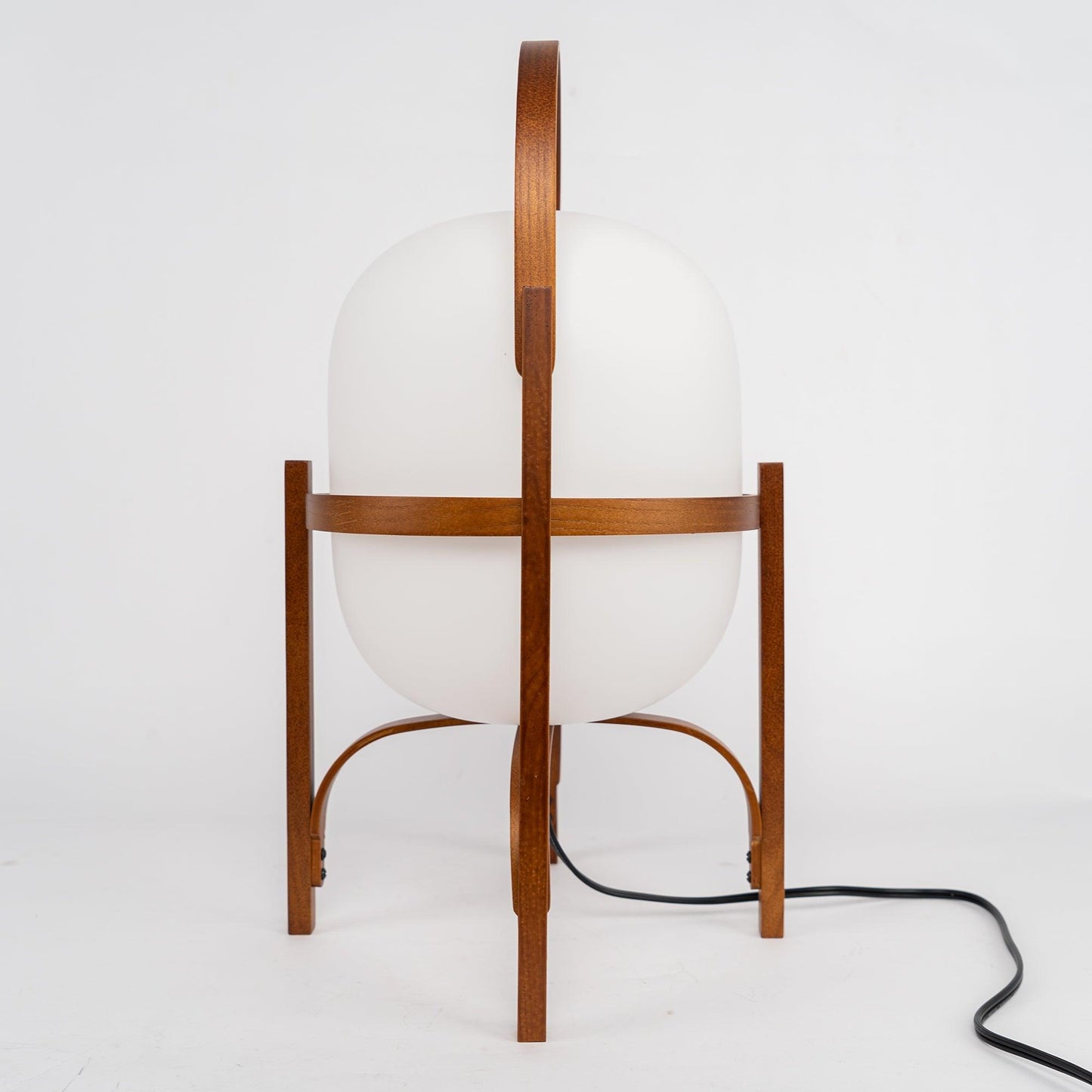 Tafellamp Lantaarn Scandinavisch met Glazen Bol en Houten Frame