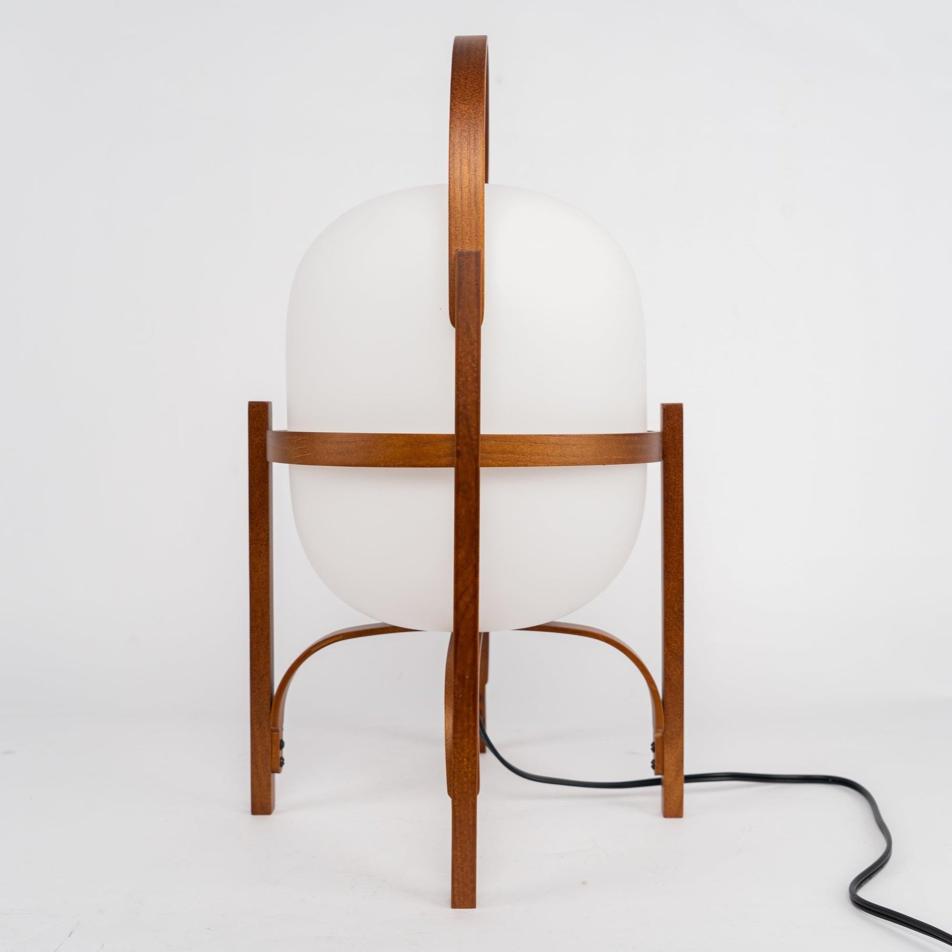 Tafellamp Lantaarn Scandinavisch met Glazen Bol en Houten Frame