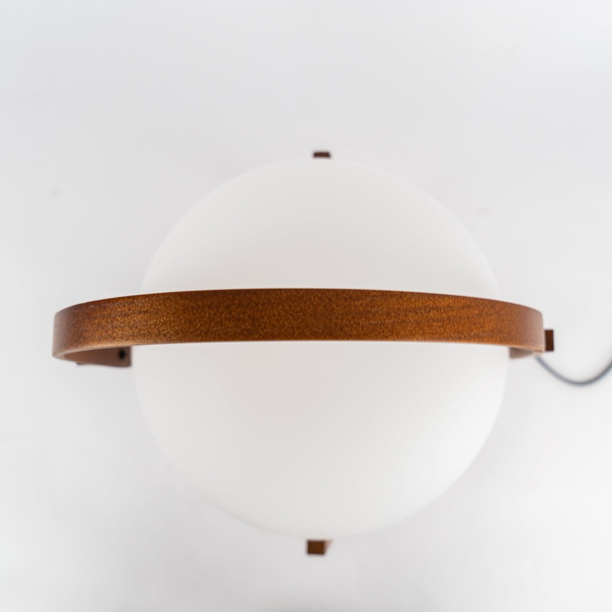 Tafellamp Lantaarn Scandinavisch met Glazen Bol en Houten Frame