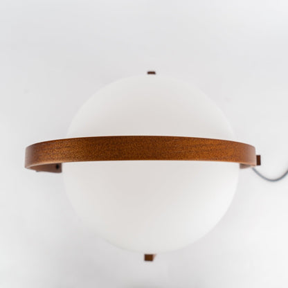 Tafellamp Lantaarn Scandinavisch met Glazen Bol en Houten Frame